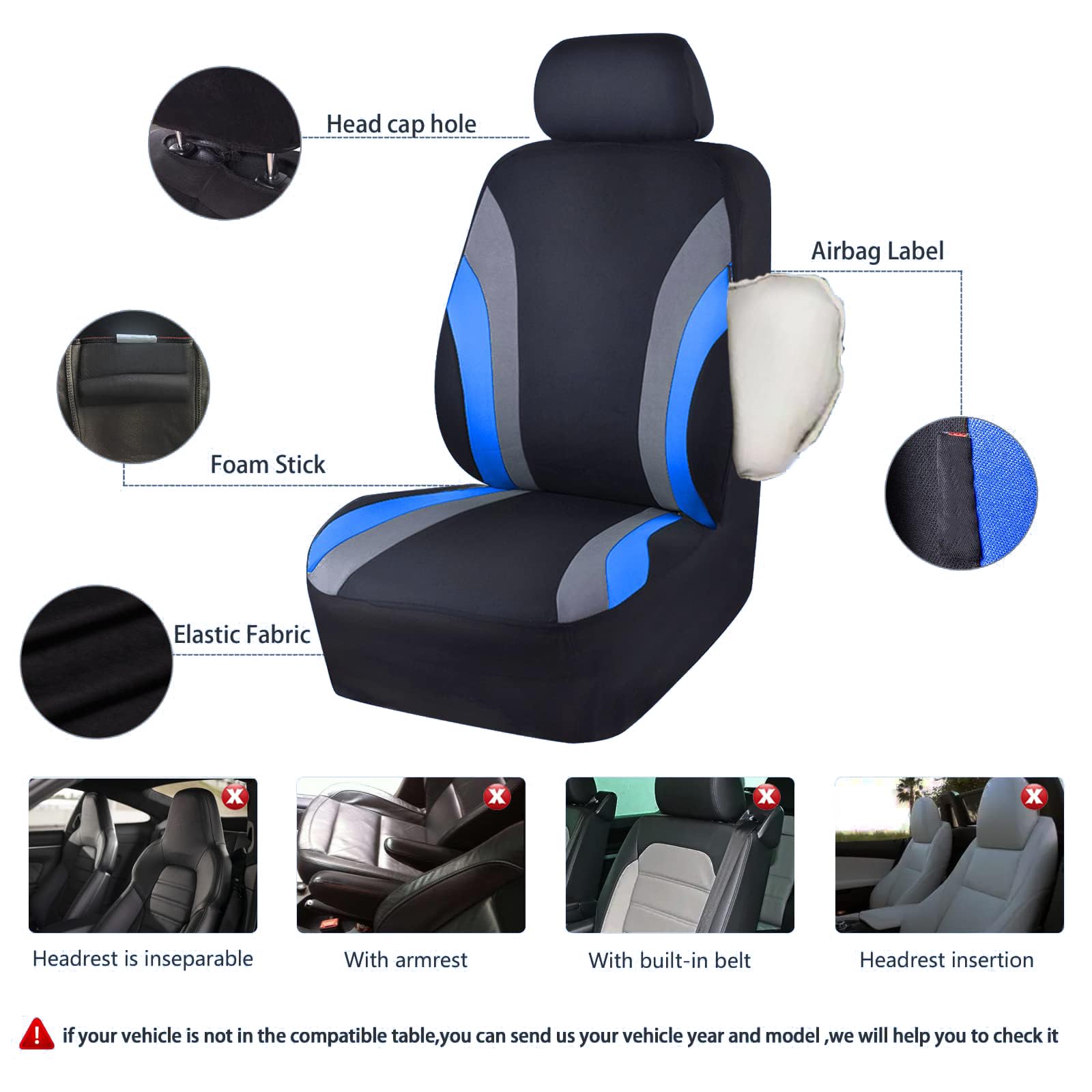Fundas Asientos Coche Universales para Jeep Renegade Desert Hawk(BU)/Frostbite(BU)/Latitude(BU), Impermeables Antideslizantes, Funda Asiento Coche Protector Interior Accesorios,C Blue