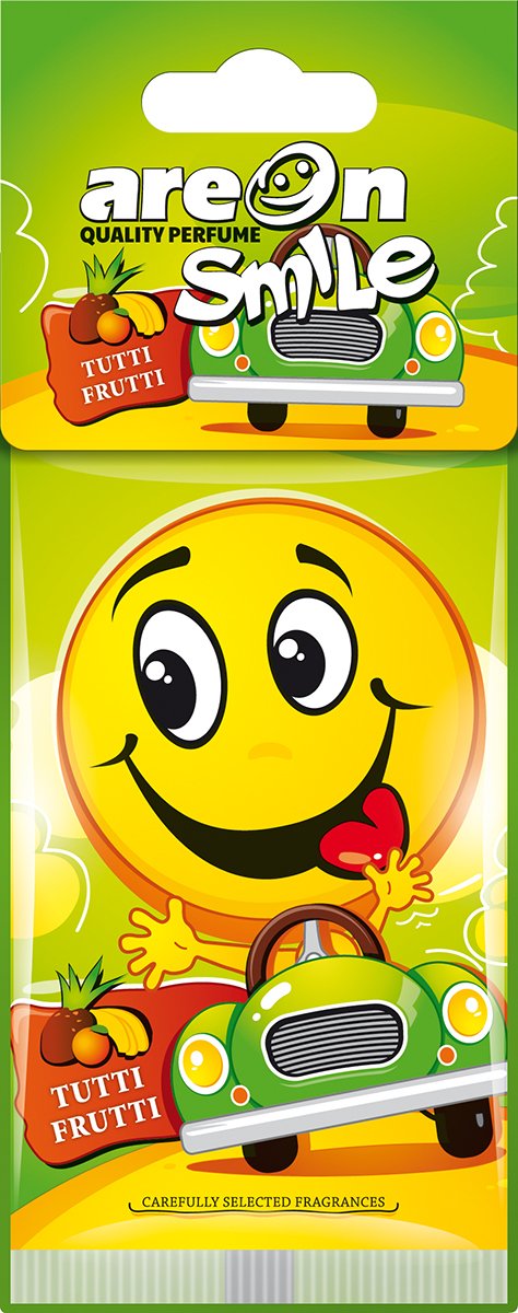 AREON Smile I Emoji Design Hanging Car Air Freshener, Tutti Frutti