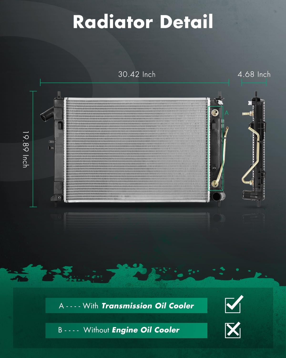 SCITOO Engine Coolant Radiator Assembly for Hyundai Elantra 14-16, Elantra Coupe GT & for Kia Forte 15-18, 1.8L 2.0L L4 Engine, Replace 13412