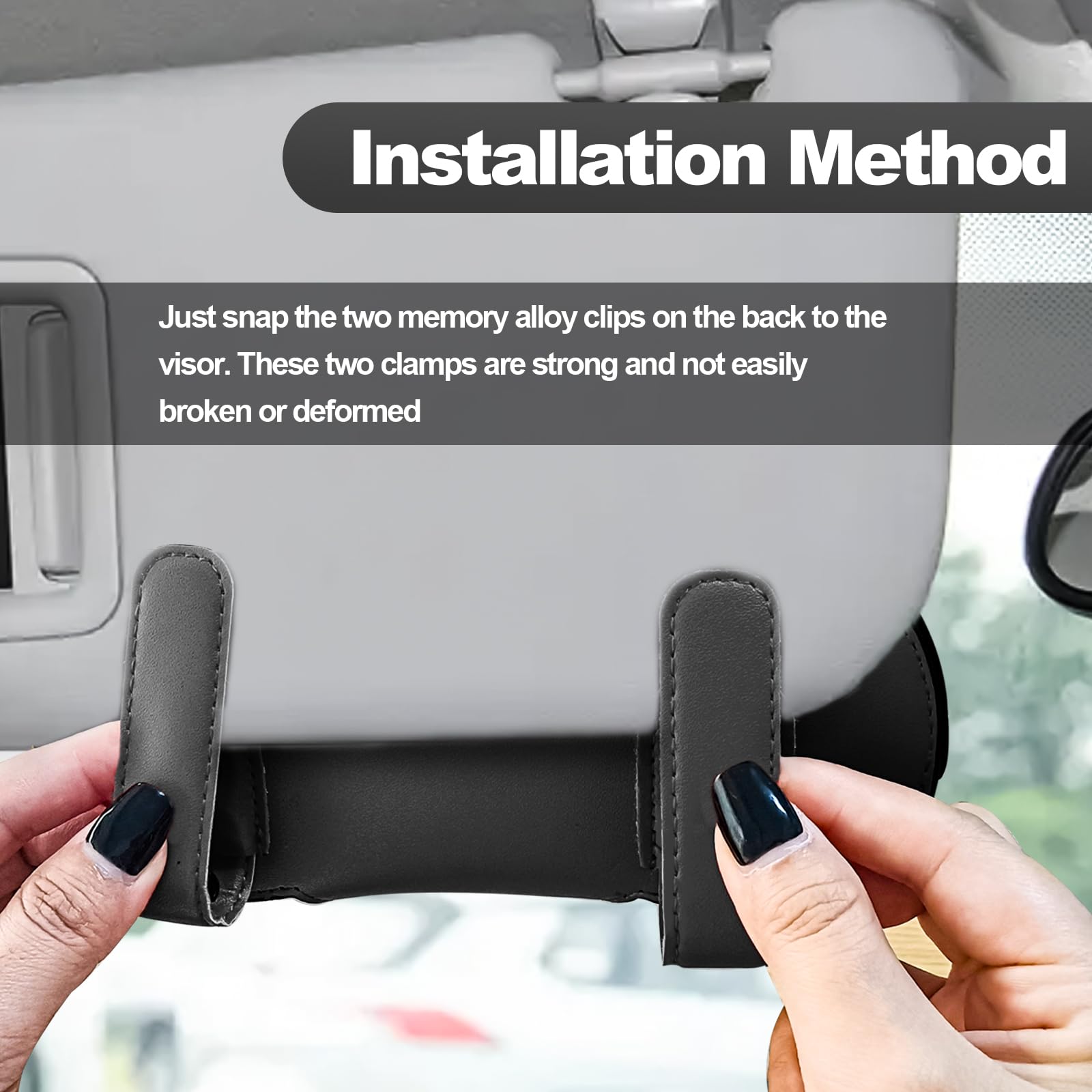 Sunglasses Holder with Hidden Magnetic Closure Universal Visor Glasses Case Visor Accessories Car Accessories fit for Man and — view 6