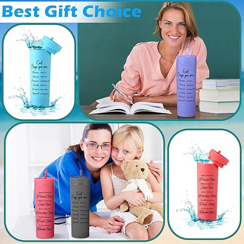 Miniatura 4 de Yaomiao 12 vasos cristianos para el Día del Padre, regalo a granel, versículo bíblico, vaso religioso de acrílico de 16 onzas con tapa y pajilla,