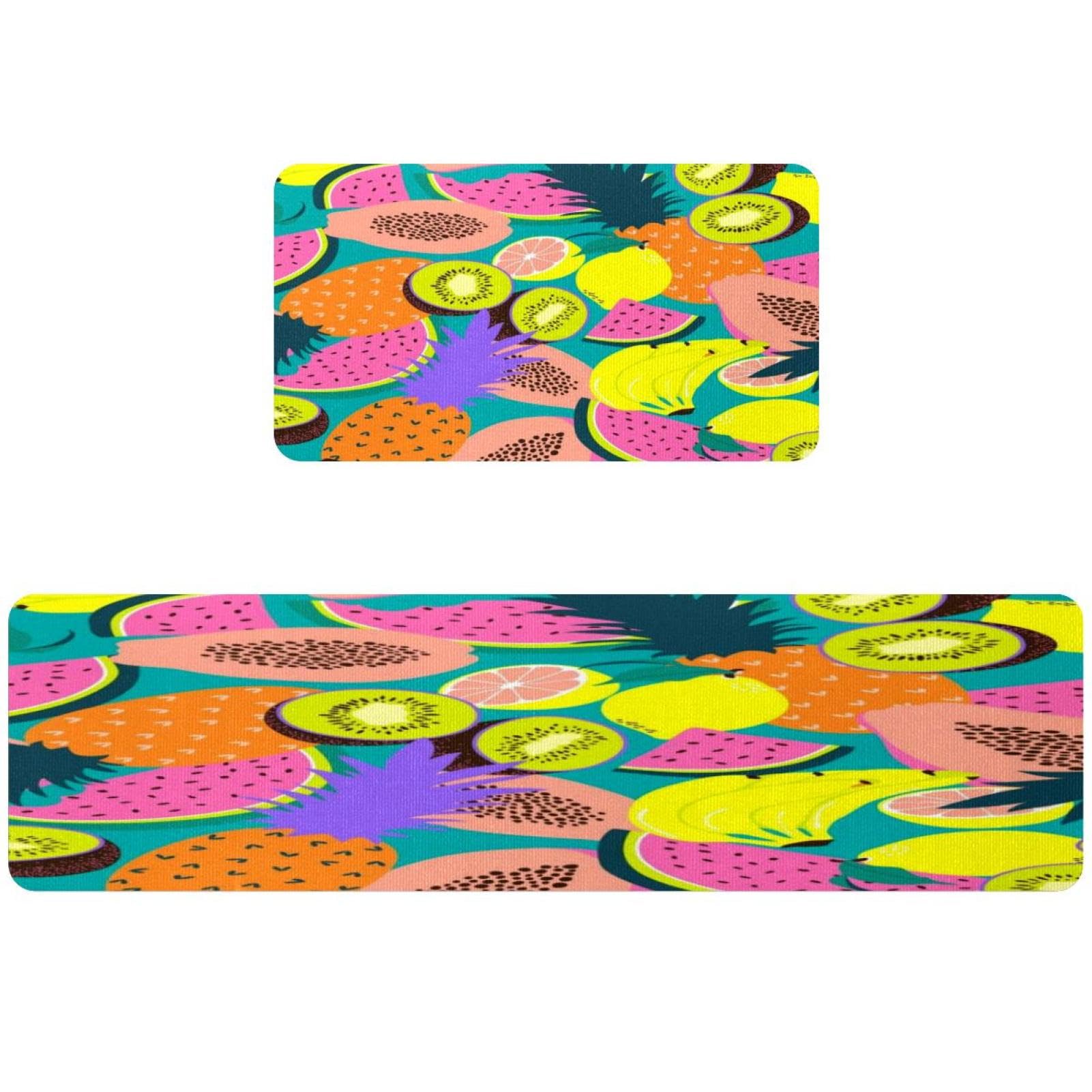 Tapis de cuisine antidérapants et lavables lot de 2 design fruits tropicaux pour couloir
