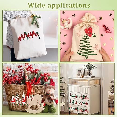 Miniatura 6 de INFUNLY 12 plantillas de árbol para plantillas de pino de 11.8 x 5.9 pulgadas, plantillas de pintura reutilizables para pared de bosque de madera,