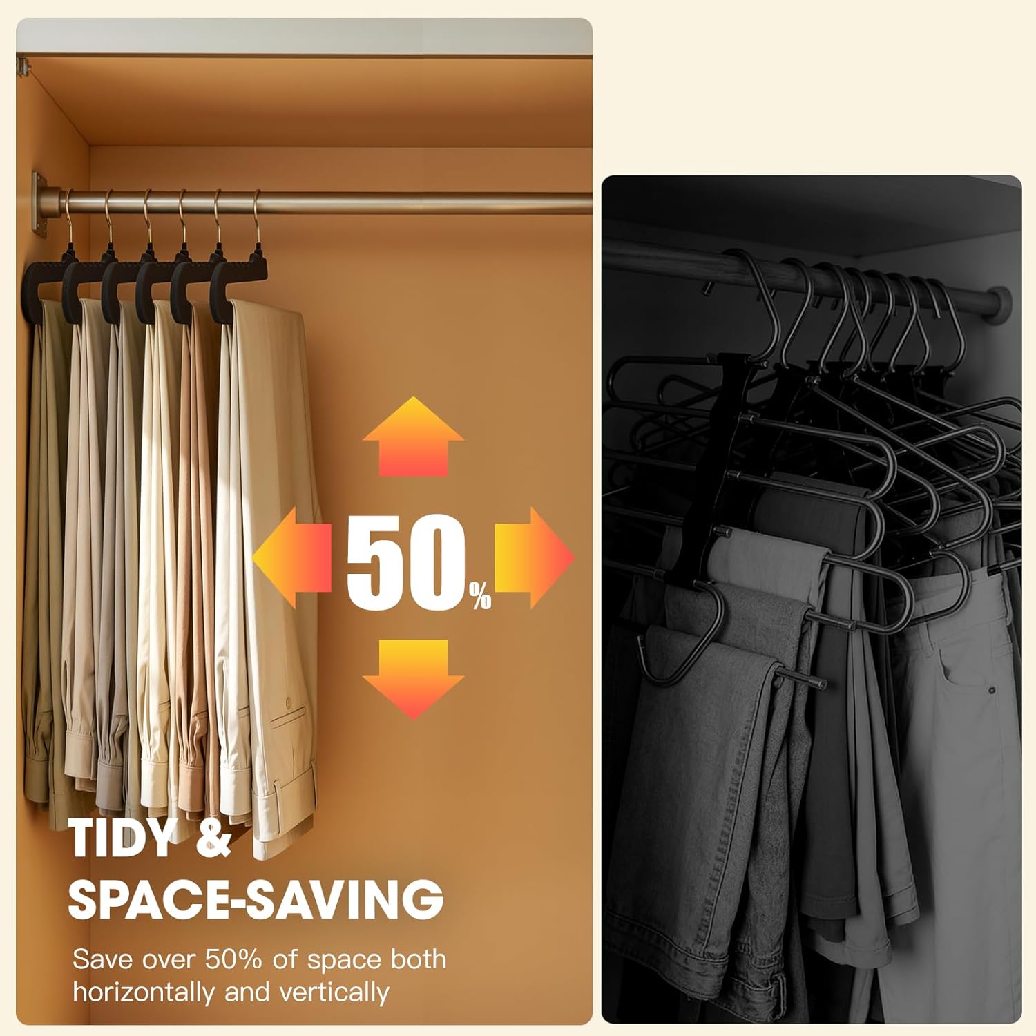 Flottian 20 Pack Velvet Pants Hangers - Open Ended Non-Slip Heavy Duty Closet Organizers with 360° Swivel Hook, Space-Saving Felt Hangers for Pants, Jeans, Dresses & Towels, Black
