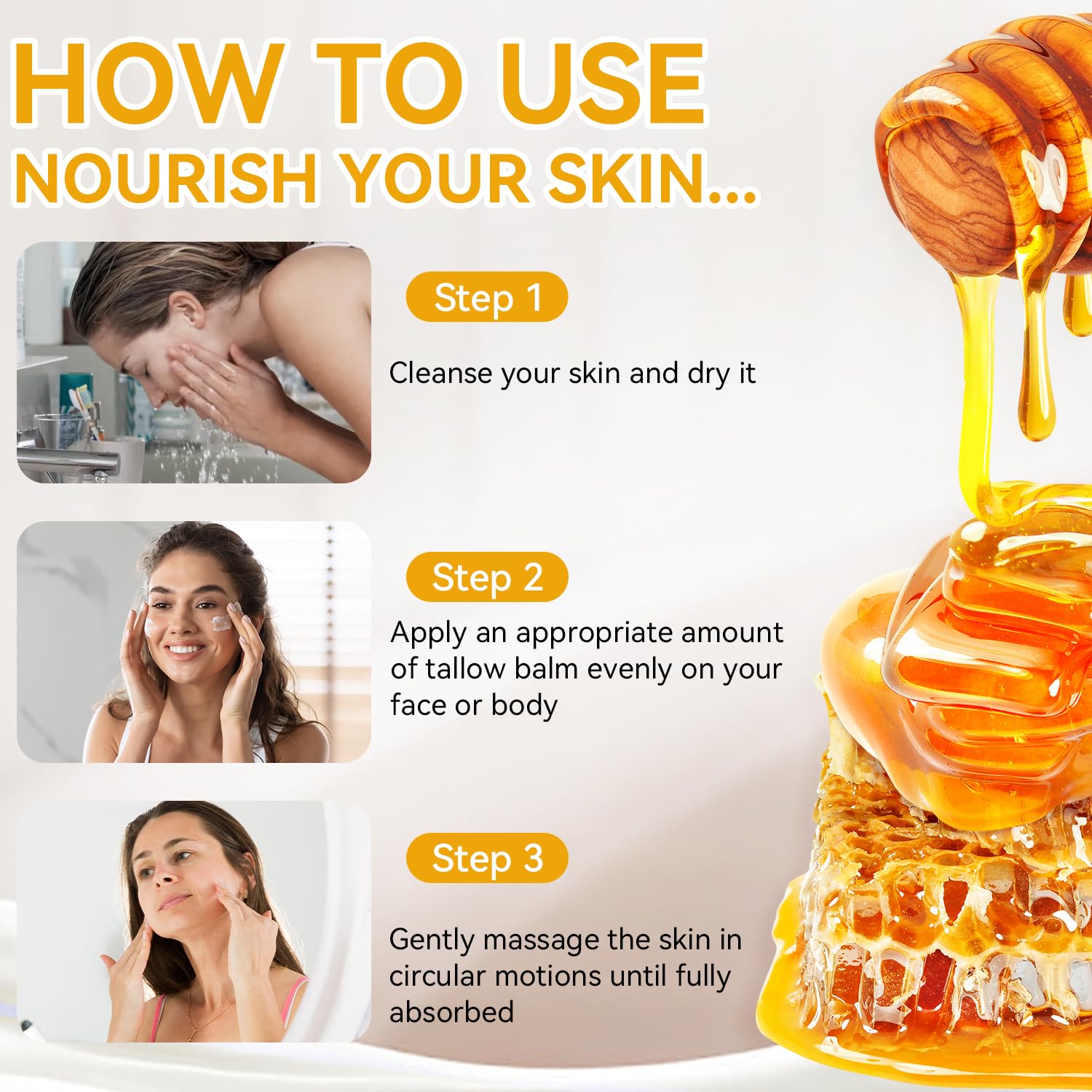 Gximdz es Beef Tallow for Skin, Tallow and Honey Balm, Grass-Fed Beef Tallow Moisturizer for Face & Body with Raw Honey & Beeswax, 4.2 Fl Oz - Image 9