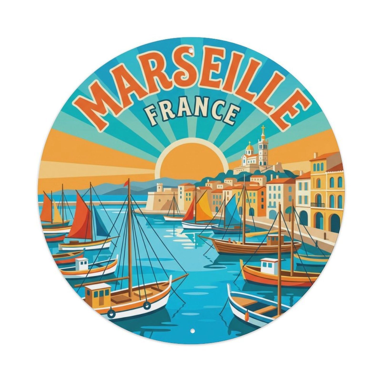 Galvaxio Style France Retro Travel Marseille Metal Tin Sign