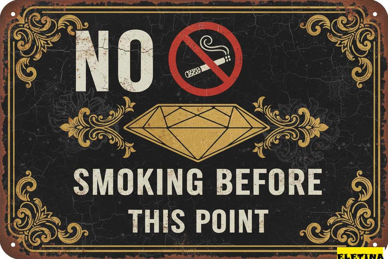 No Smoking Beyond This Point Aluminum Warning Tin Sign Weather Resistant UV Protected Home Bar Garage 8x12in