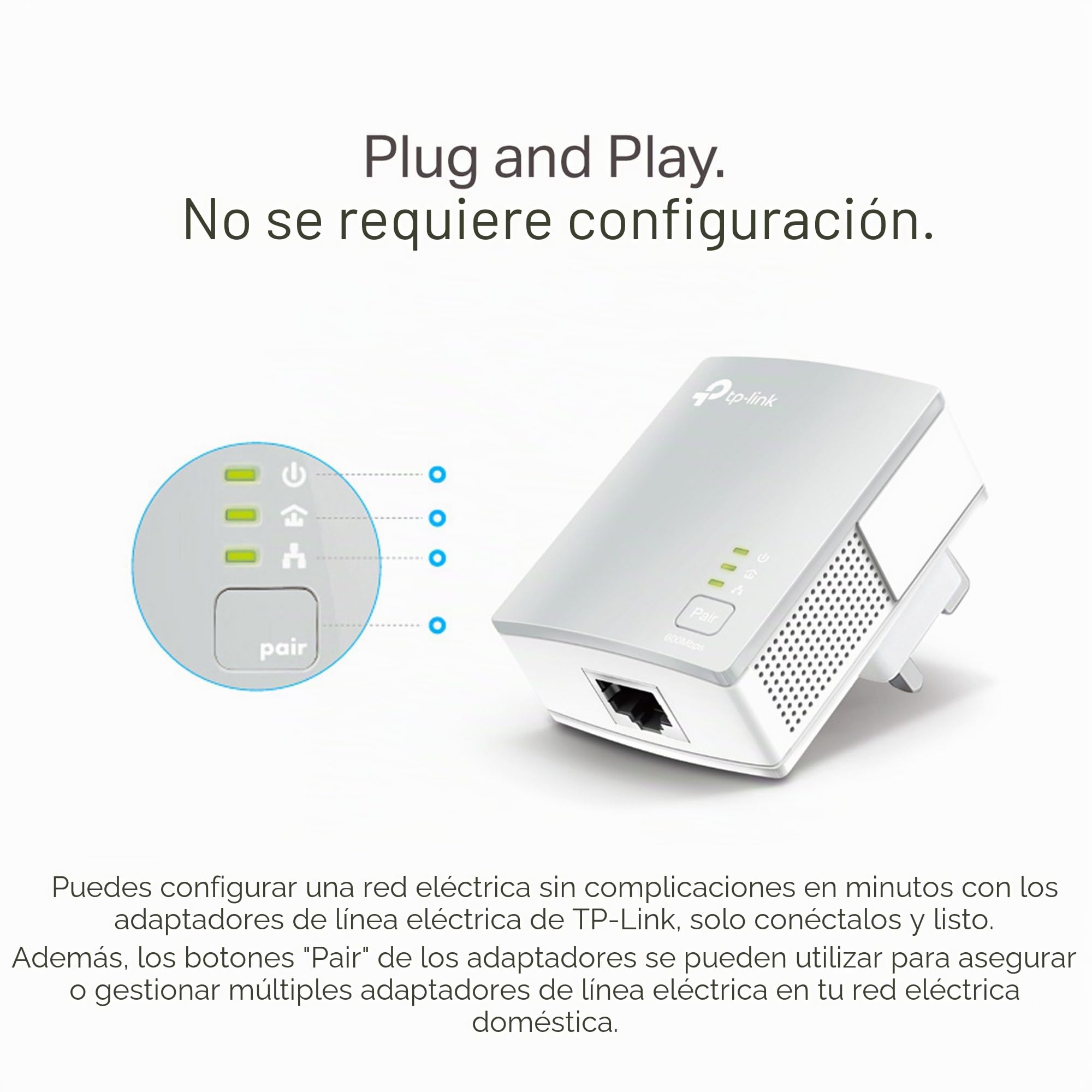 TP-Link TL-PA4010KIT Nano AV600 Powerline Adapter Starter Kit, Up to 300 m Range, No Configuration Required, UK Plug