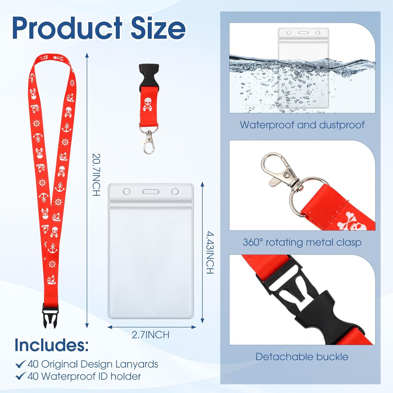 Geyoga 40 Pack Cruise Lanyards Bulk Cruise Ship Lanyards with Waterproof ID Holder Carnival Lanyard for Ships Key Cards Ship Essentials Card Holder - Image 2