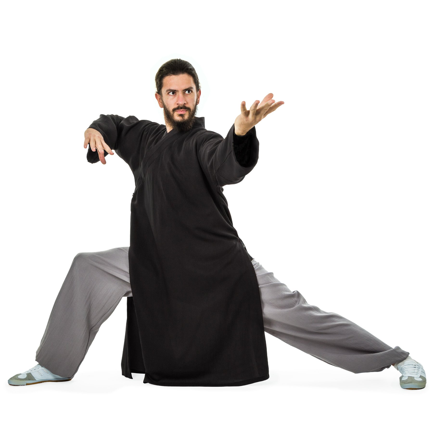 Leinen (Mittel) Kung Fu & Tai Chi Shirt Diagonaler Kragen Langarm Knielang - Taiji Anzug