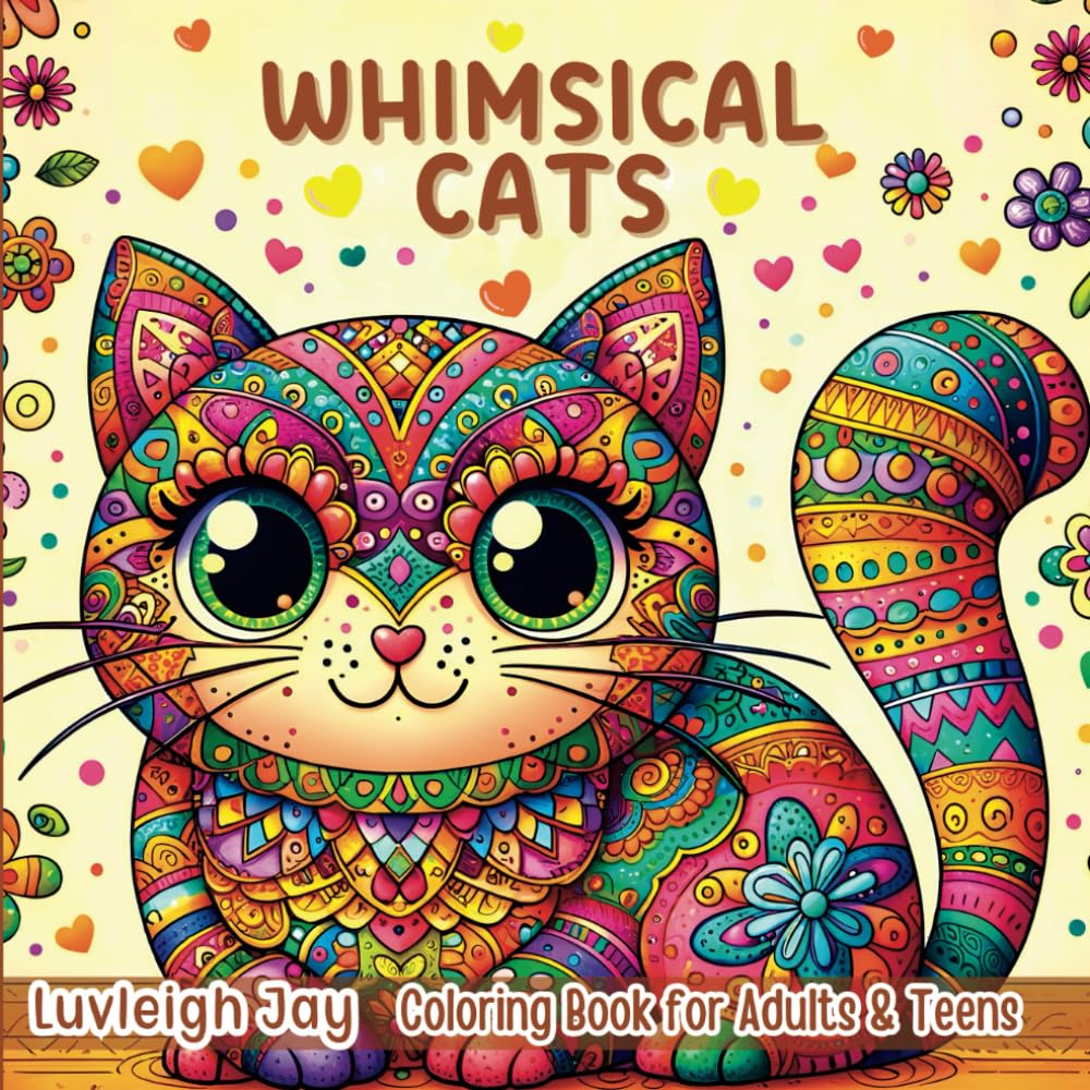 Whimsical Cats Coloring book for Adults and Teens: 45 Folk Art Patterns of Cute Kittens in Zentangle Style, for Stress Relief and Relaxation (Whimsical Patterns Coloring Books)