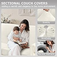 Vista 2 de Arfntevss Velvet Striped Corner Sectional Couch Covers L Shape Couch Cushion Covers Fitted Stretch Sofa Covers 11-Piece U Shaped Furniture Protector