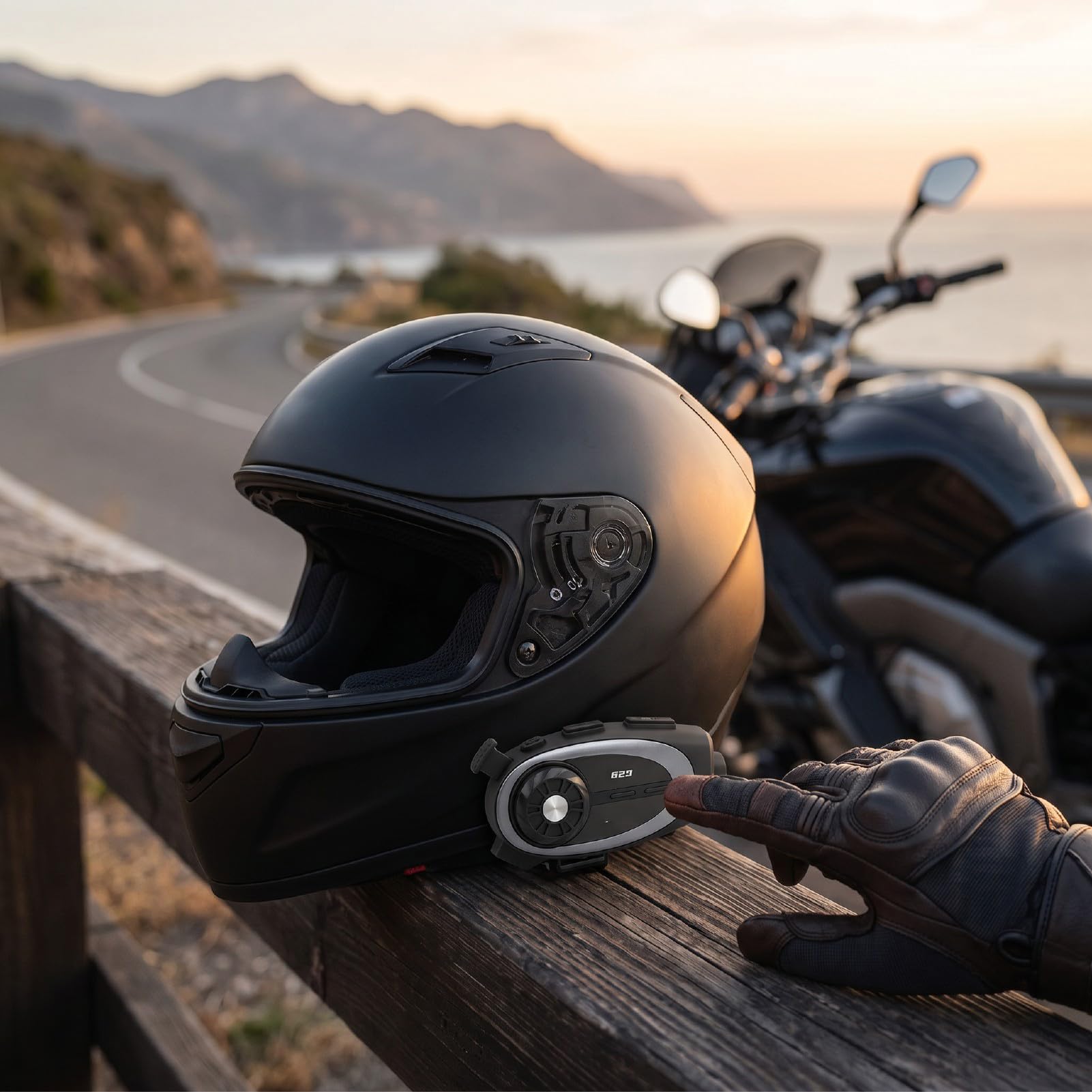 Auricolare per Casco Moto Bluetooth, Fotocamera 1080P con Cancellazione del Rumore IPX6 Impermeabile con Altoparlanti Microfono per Casco Moto
