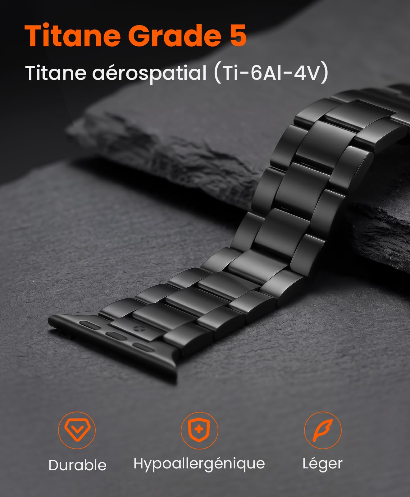 Bracelet en titane de grade 5 pour Apple Watch Ultra 3/2/1 49 mm et Series 11/10 46 mm, bracelet de montre Ultra 3 réglable sans outil pour homme avec fermoir papillon sécurisé
