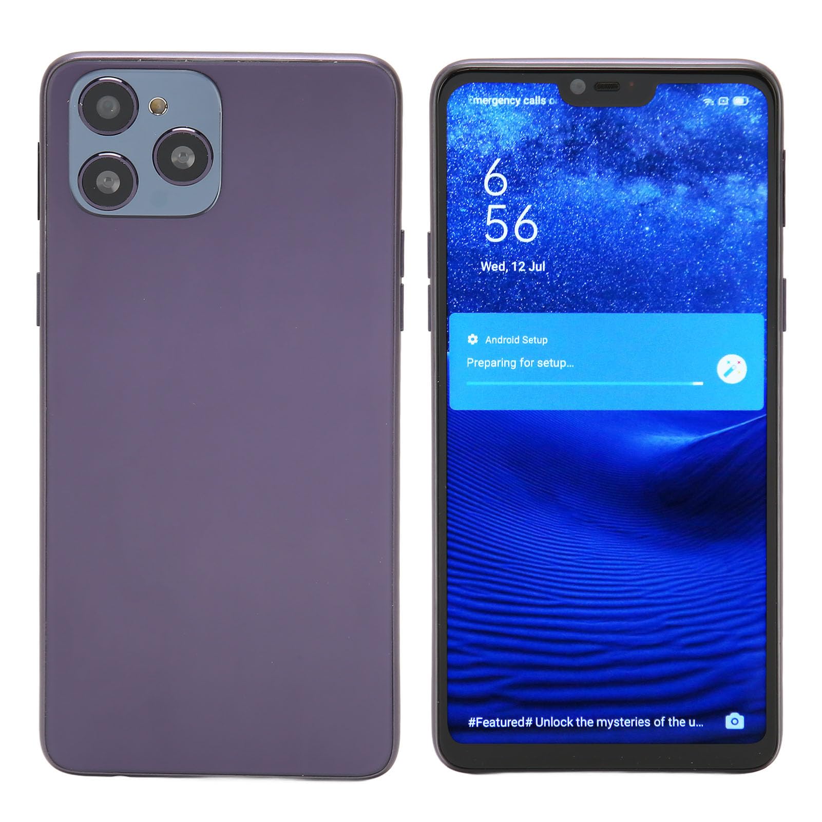 Amazon | 大画面携帯電話、5000 Mah 4G (ダークパープル