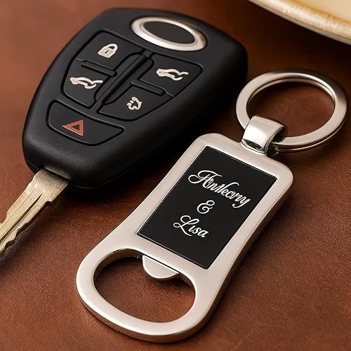 Miniatura 4 de Llavero personalizado grabado para abrebotellas, regalo personalizado para parejas, llavero de acero inoxidable para él y ella, aniversario, boda o