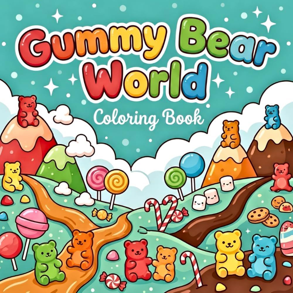 Gummy Bear World: Cute Candy Coloring Book (Bold & Easy)