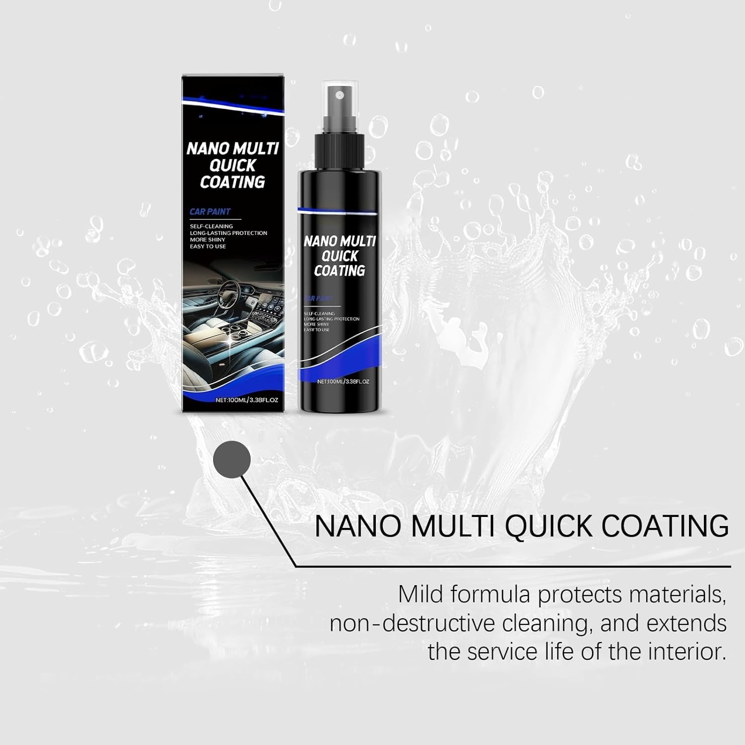 Car Interior Cleaner, Easy Application, Fiber-Penetrating, Gentle for Car Interiors(3PCS)
