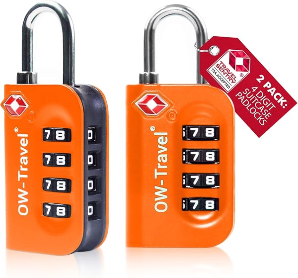 OW-Travel cadenas TSA 4 chiffres, lot de 2, orange