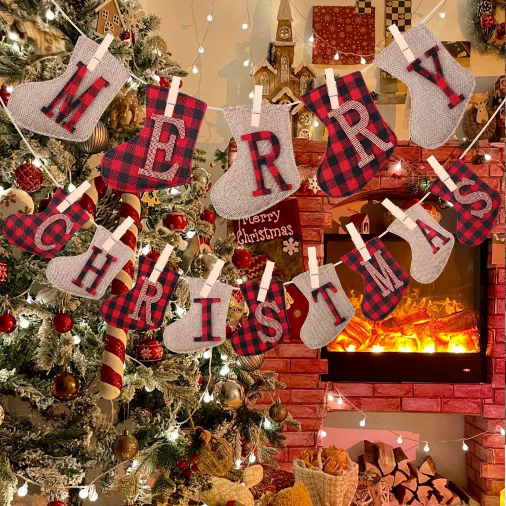 Christmas Bunting,Merry Christmas Burlap Banner - Image 2