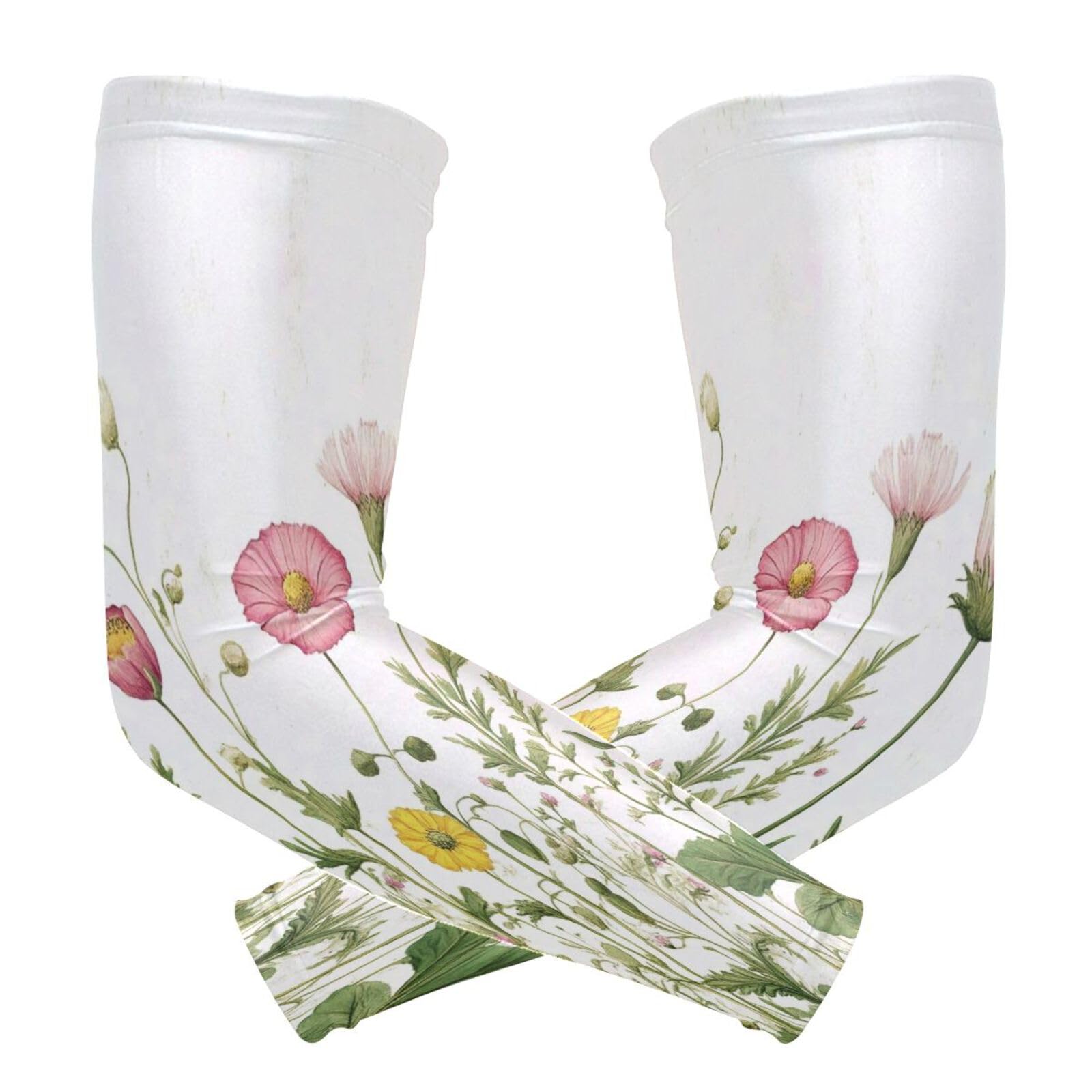 Kigai Wildflowers Poppy UV Sun Protection Arm Sleeves for Men Women Cooling Compression Sports Arm Sleeves Tattoo Cover Up
