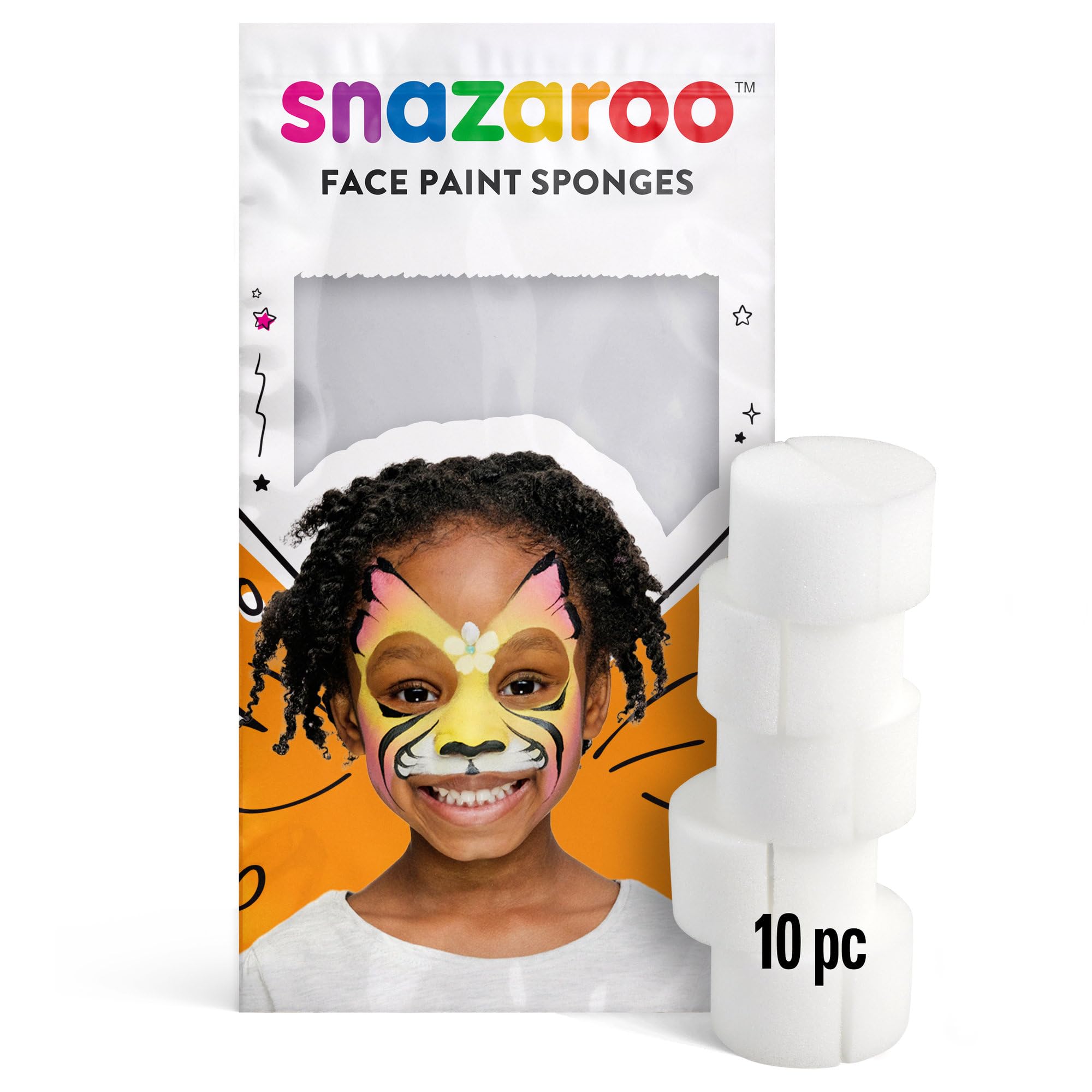 Snazaroo - Esponjas Semicirculares de Alta Densidad para Pintura Facial, Aguacolor y Maquillaje - Set de 10 – Fáciles de Usar y Limpiar