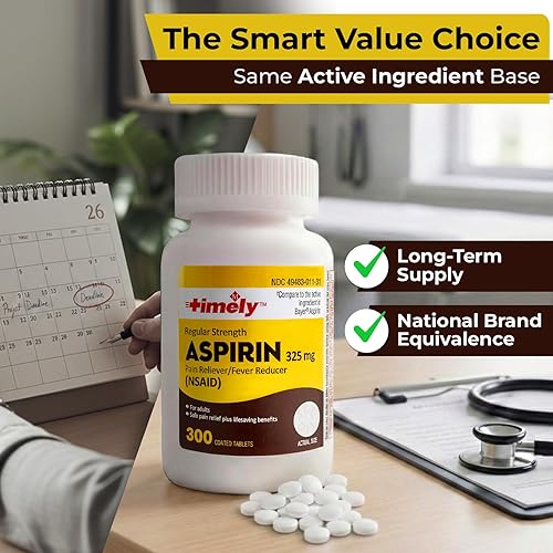 Miniatura 4 de Time-Cap-Labs - 300 unidades de aspirina de fuerza regular de 325 mg para adultos, en comparación con Bayer, tabletas de aspirina de fuerza regular