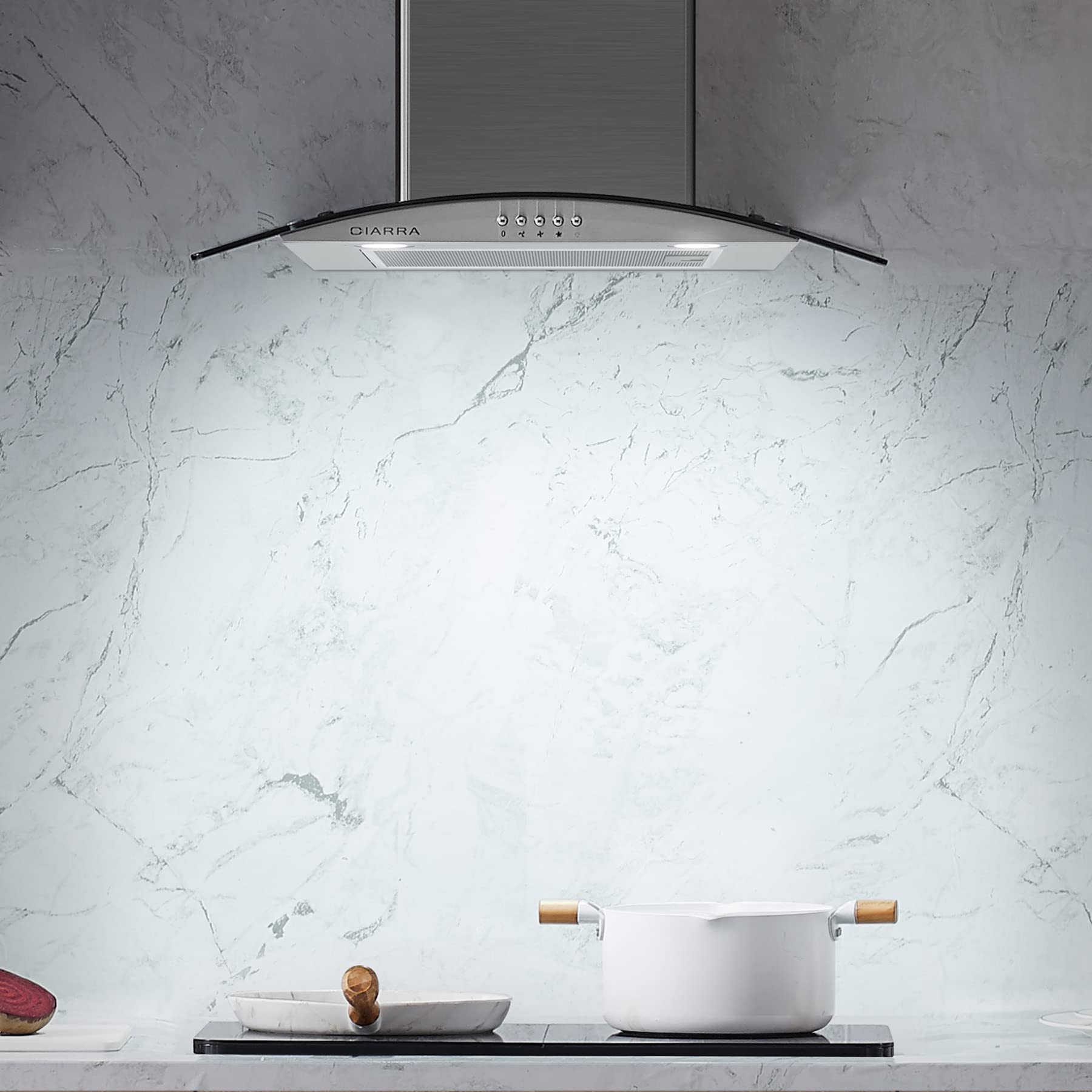 Buy CIARRA CBCS6506B Curved Glass Cooker Hood 60cm 650 m³/h Chimney