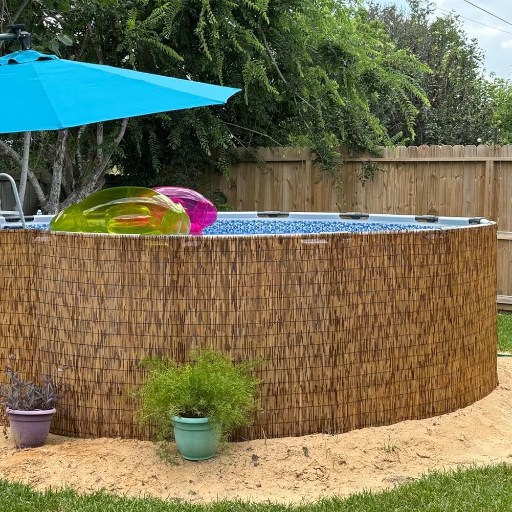 Générique Jardin Brise Vue en Bambou, 50 Cm A 140 Cm De Hauteur Canisse Clôture, Extérieur Bambou Brise-Vue avec Attaches Zip, Balcon Brise Vue pour Porche, Piscine, Plafond(50 * 500cm)
