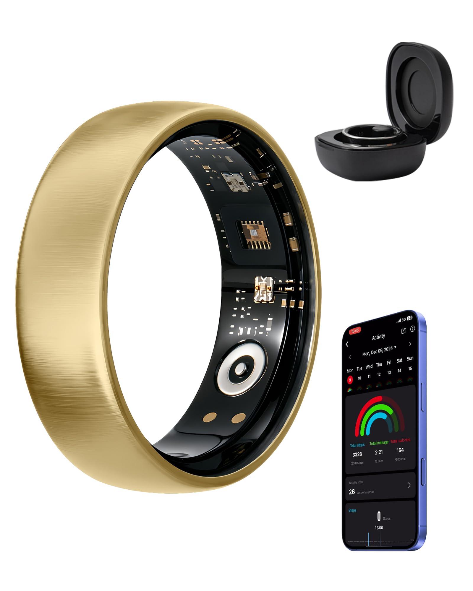 Smart Ring for Women Men - Gen 4 SR06 with 24-Hour Sleep Tracking, Heart Rate, HRV, Activity Tracking, No Subscription Fee, IP68 Waterproof for iPhone & Android(Gold,#6)-image-30