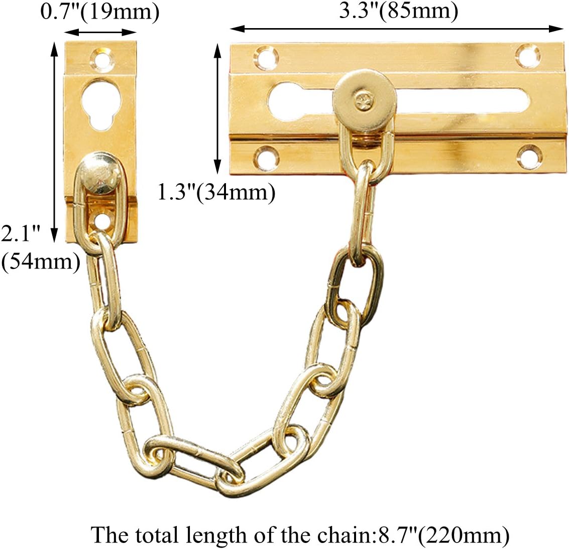 RZDEAL Anti-Theft Bolt Chain Brass Plated Heavy Duty Door Guard Gate Latches Safety Door Lock