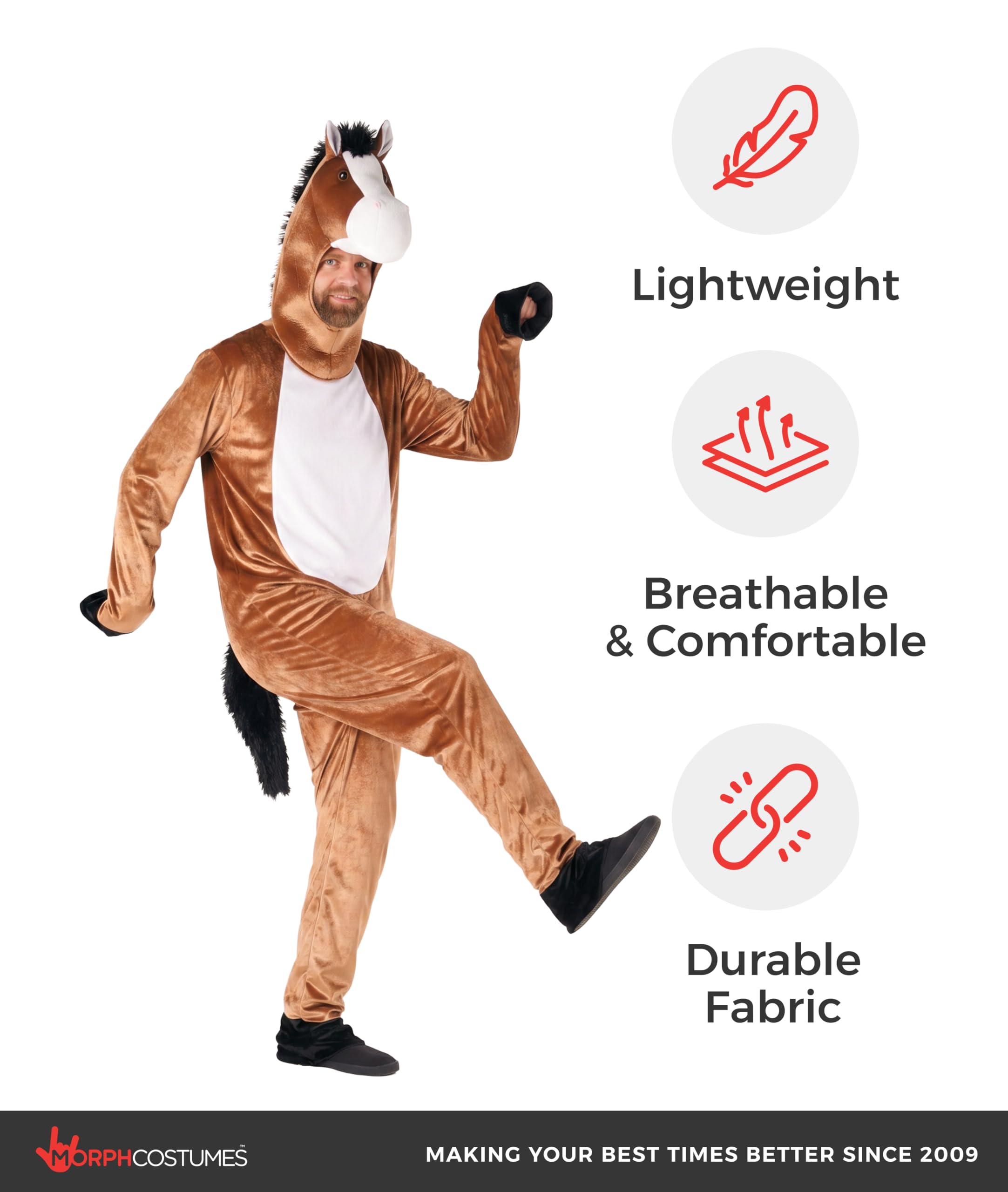 Morph Disfraz Caballo Adulto, Disfraces Animales, Traje de Potro, Disfraces de Caballos, Disfraz Carnaval Hombre