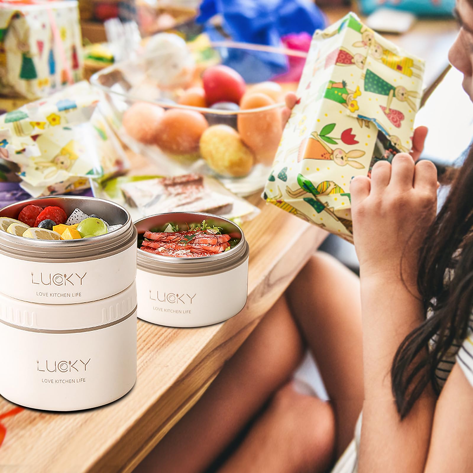kyaoayo Draagbare geïsoleerde lunchbox, roestvrijstalen lunchbox