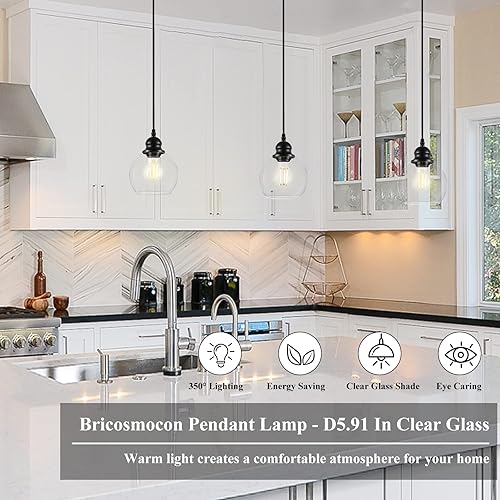 Miniatura 2 de Lámparas colgantes modernas lámpara de techo colgante industrial con pantalla de vidrio semillado iluminación colgante negra vintage para cocina