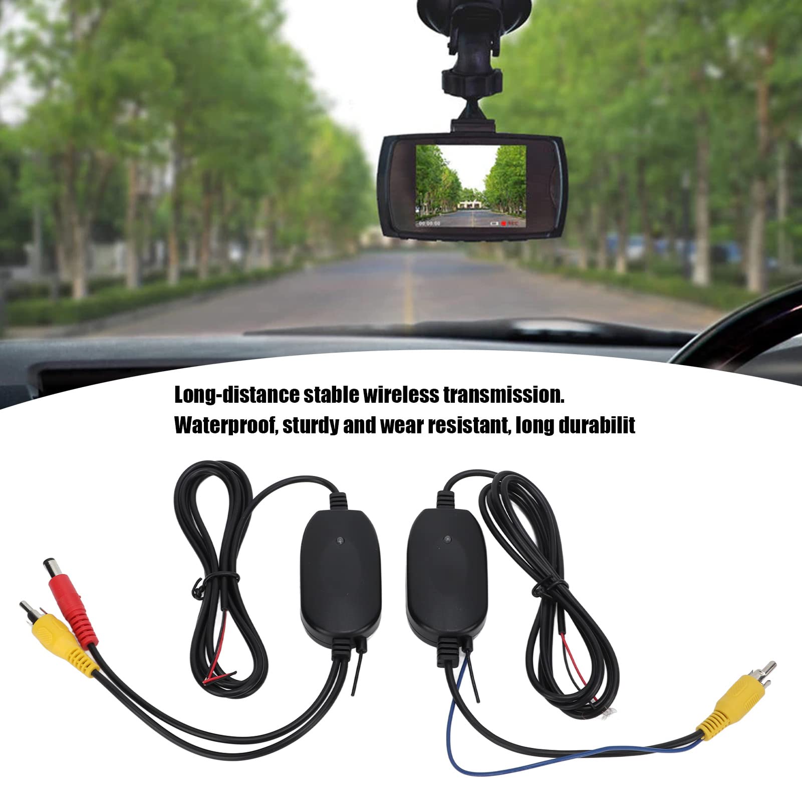 Alomejor Zestaw Bezprzewodowego Nadajnika i Odbiornika ABS Wodoodporna Kamera Cofania Bezprzewodowy Nadajnik DC 9 do 14 V PAL NTSC do Monitora Samochodowego Kamera Tylna SUV Truck Van (Z kablem DVD)