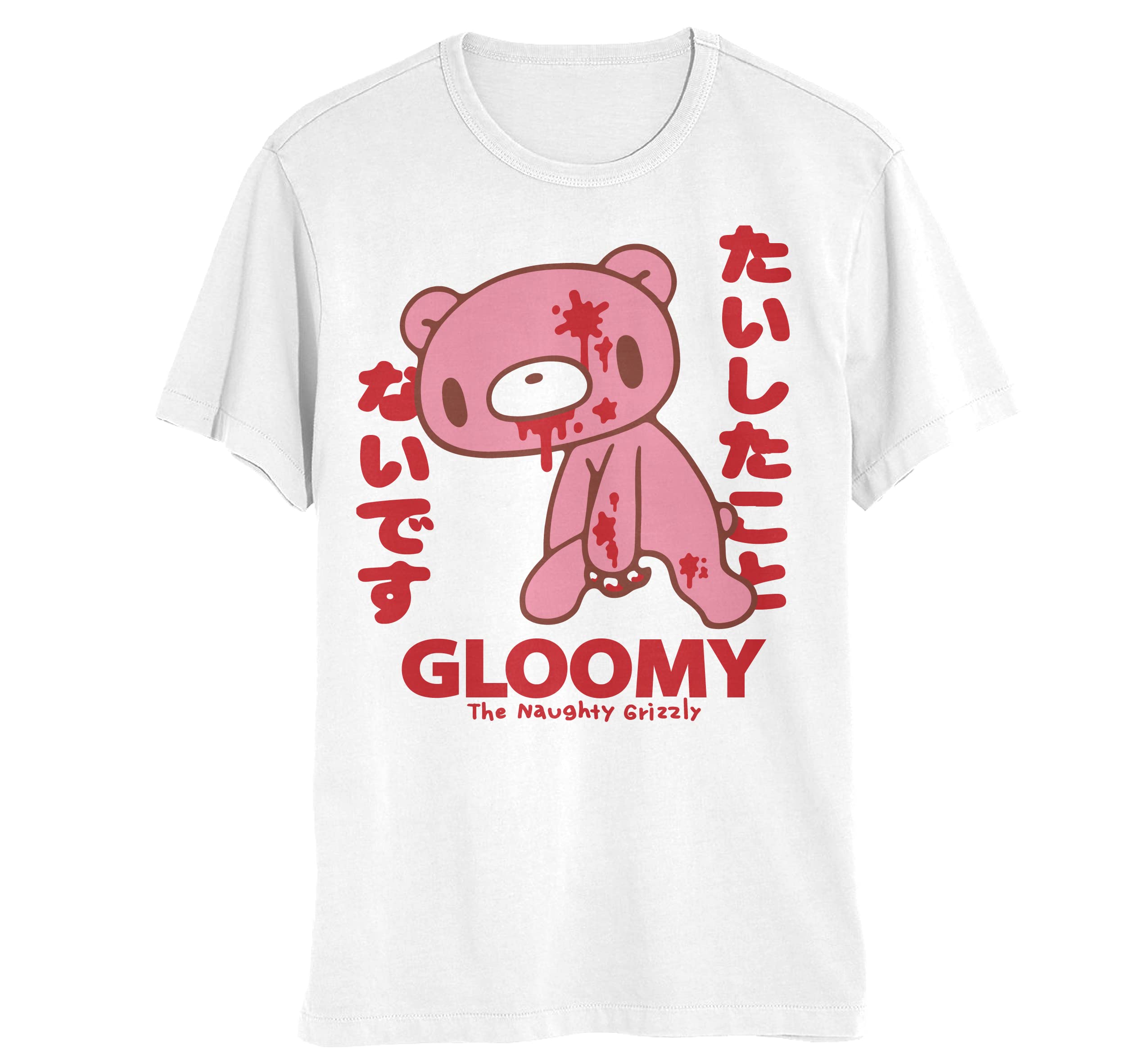 Isaac Morris LimitedGloomy Bear Mori Chack Art Bloody Kanji Men's and Women's Short Sleeve Tees, Unisex T-Shirts (Bloody Kanji White, Small)