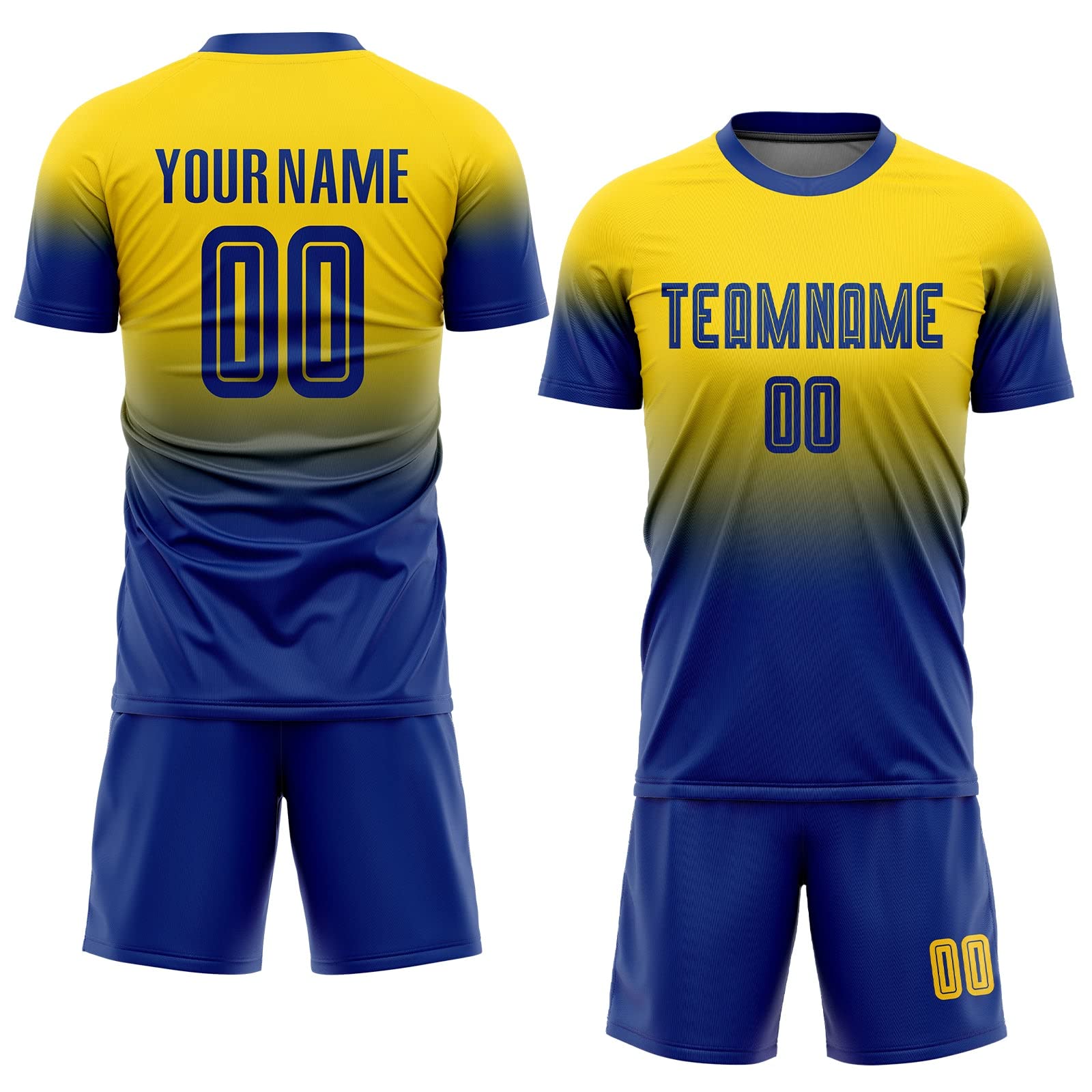 Generic Custom Soccer Jerseys for Men Women Youth Kids, Gold and Royal Personalized Soccer Jersey Printed Name Number Logo Mens Clothing