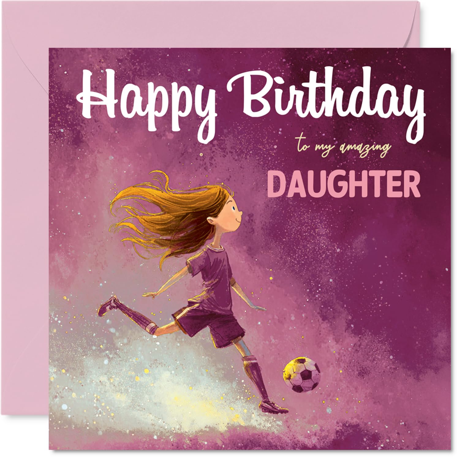 Daughter Birthday Card for Women - Football Girl - Happy Birthday Card for Girls, 145mm Female Greeting Cards