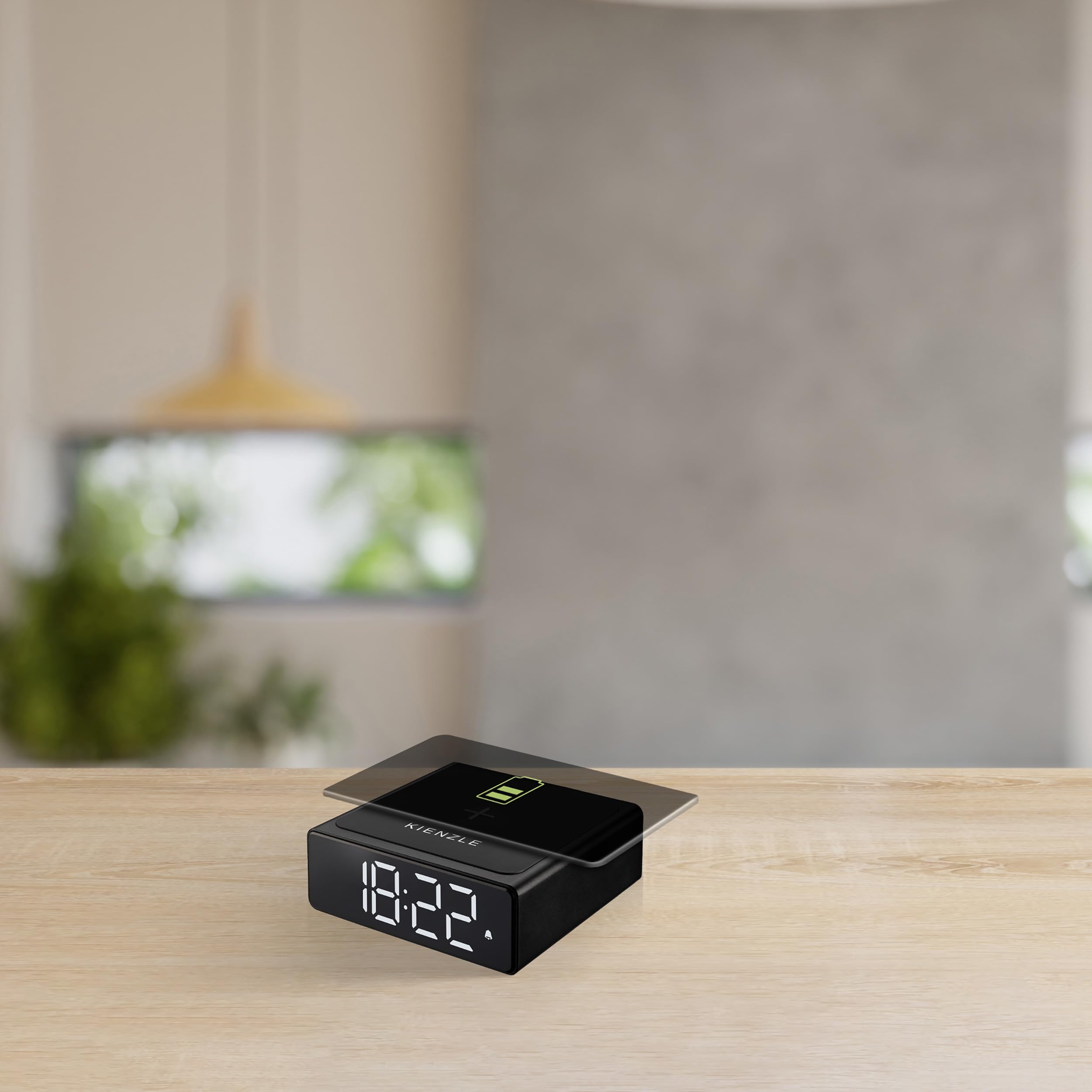 Kienzle Despertador Digital con Carga inalámbrica de 10 W y Dos alarmas