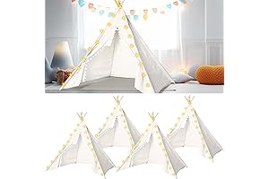 Teepee with String Lights for Kids Indoor Sleepover