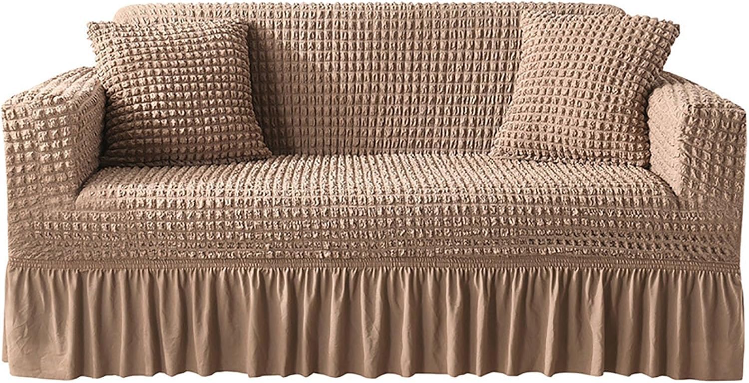 ZJGFCB Stylish Durable Fabric Couch Covers,Super Stretch Sofa Cover For Sectional Sofa,Stylish Non-Slip Sofa Slipcover With Skirt Furniture Protector(Size:1 Seater/90-140cm,Color:H)