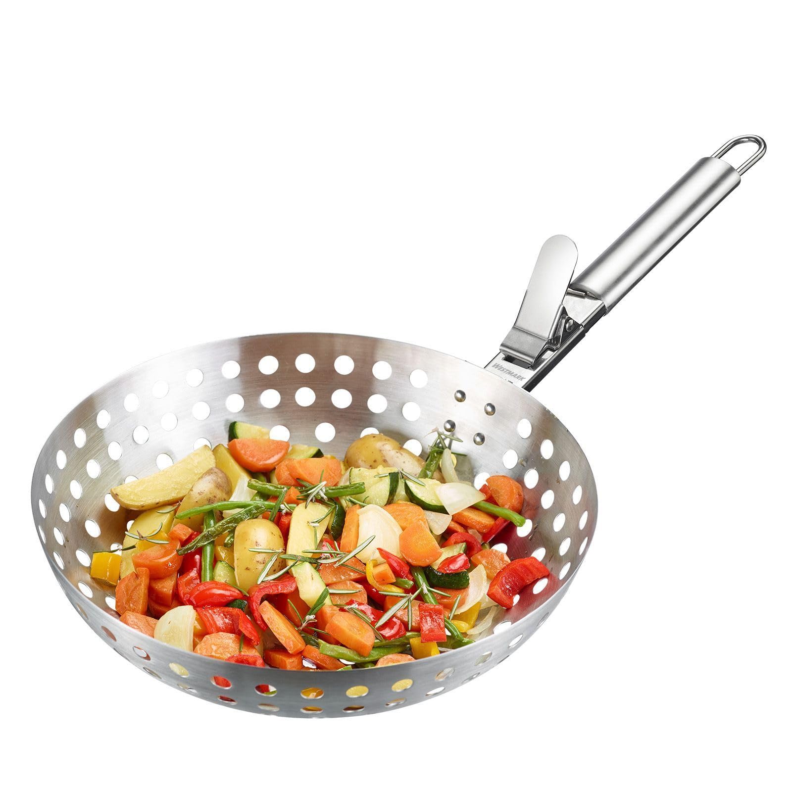Westmark Grillwok – Ideal für die Zubereitung größerer Mengen leckeren Grillgemüses, langlebig, spülmaschinengeeigent – Rostfreier Edelstahl