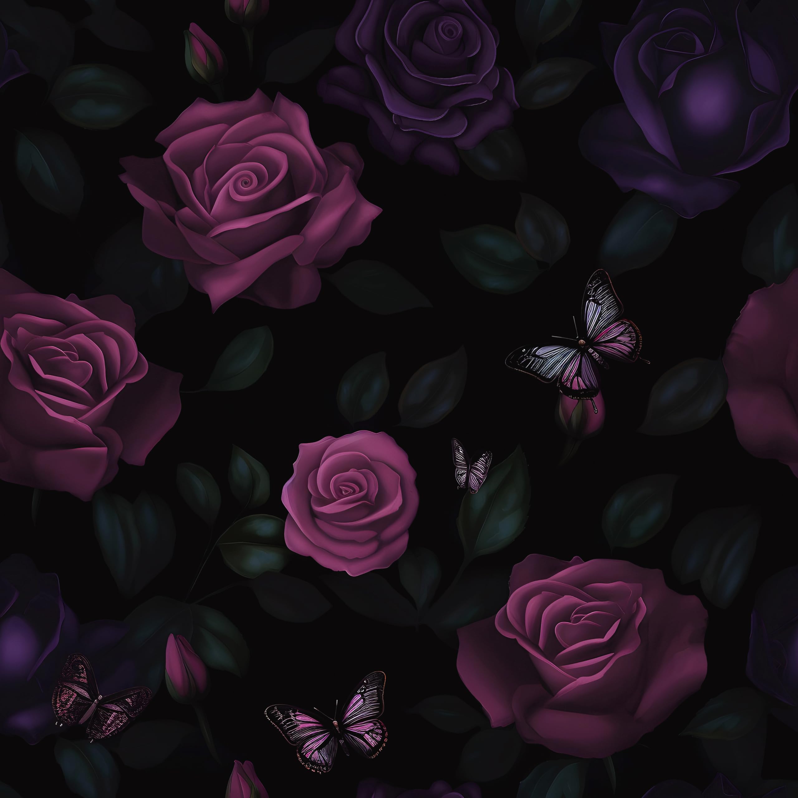 Laatse Drak Floral Wallpaper Peel and Stick Boho Wallpaper 17.5“x393” Purple Rose Contact Paper Waterproof Self-Adhesive Vintage Flowers Wall Paper