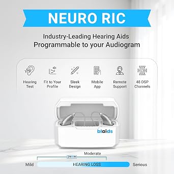 BlaidsX Neuro Hearing Aids, Bluetooth Rechargeable OTC Hearing Aids for Seniors and Adults, Mobile App Hearing Test Audiogram & Noise Cancellation, Dual Mic & 48 DSP Channels | USA-Designed