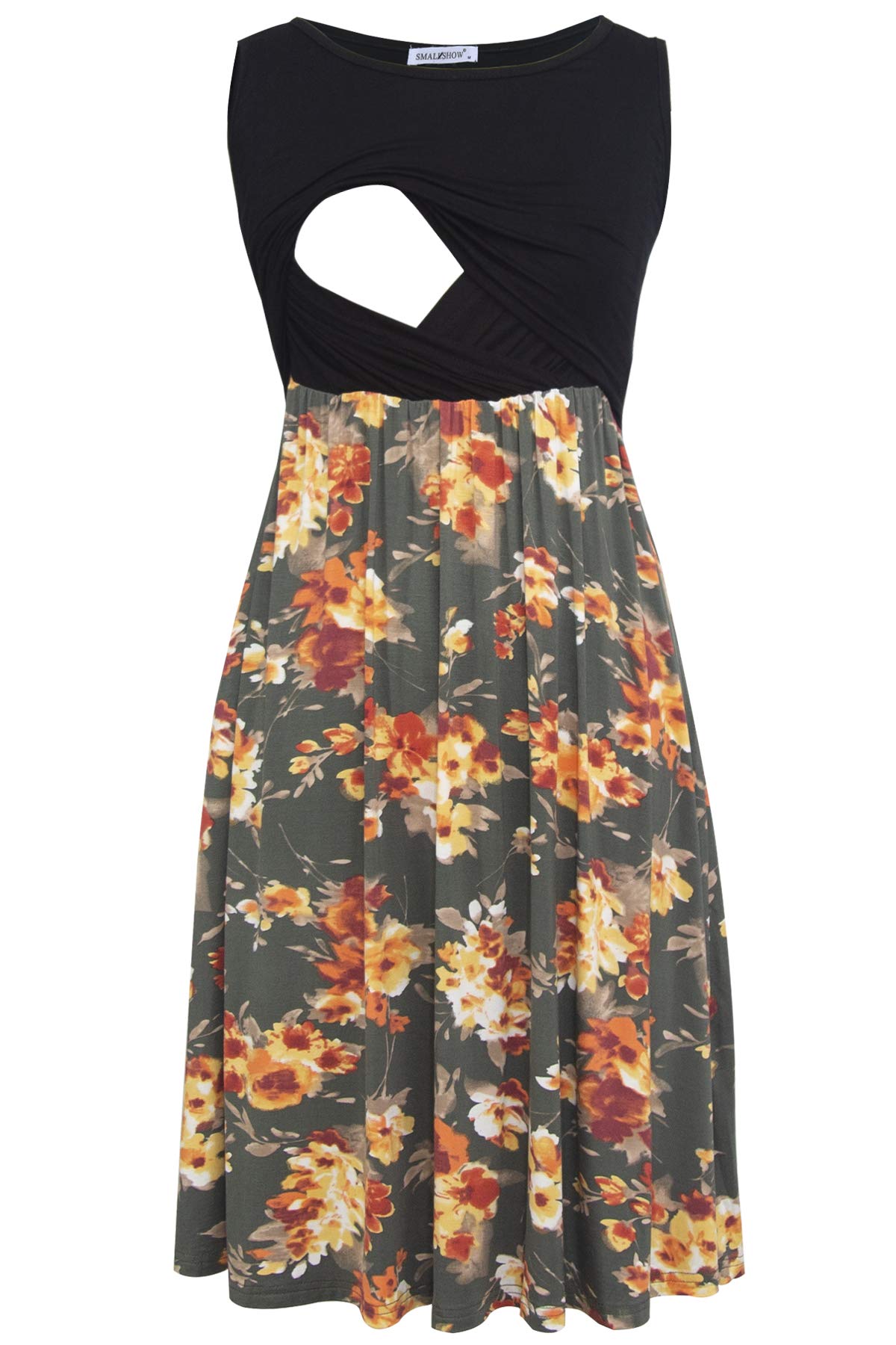 Smallshow Mujer Vestido de Lactancia de Maternidad, en Capas, con Bolsillos - 5