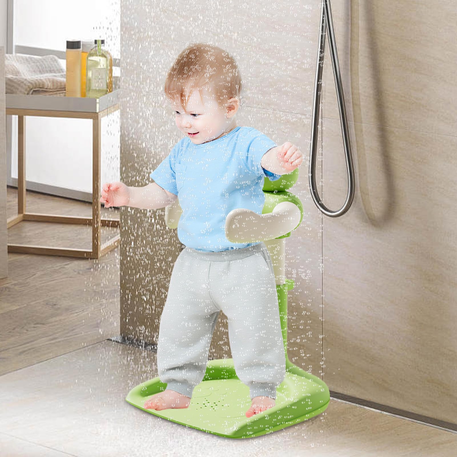 Baby Bad Steh-Dusche - Baby Steh-Dusche Halter,Verstellbarer Halter mit rutschfestem Standfuß für Kinder 0-36 Monate für Zuhause