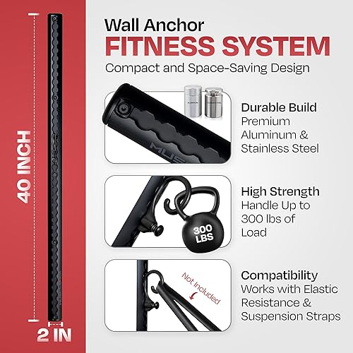 Miniatura 2 de Aluminum Wall-Mounted Anchor Fitness System - Adjustable, Multi-Functional, Space Saving Home Gym Solution for Strength Training, Workout Goals