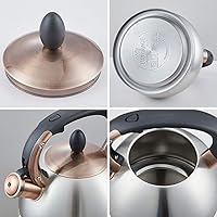 Vista 8 de Hervidor de té - Hervidores de té de 2.8 cuartos para estufa con silbato, tetera de acero inoxidable, teteras para estufa, hervidor de té con silbato