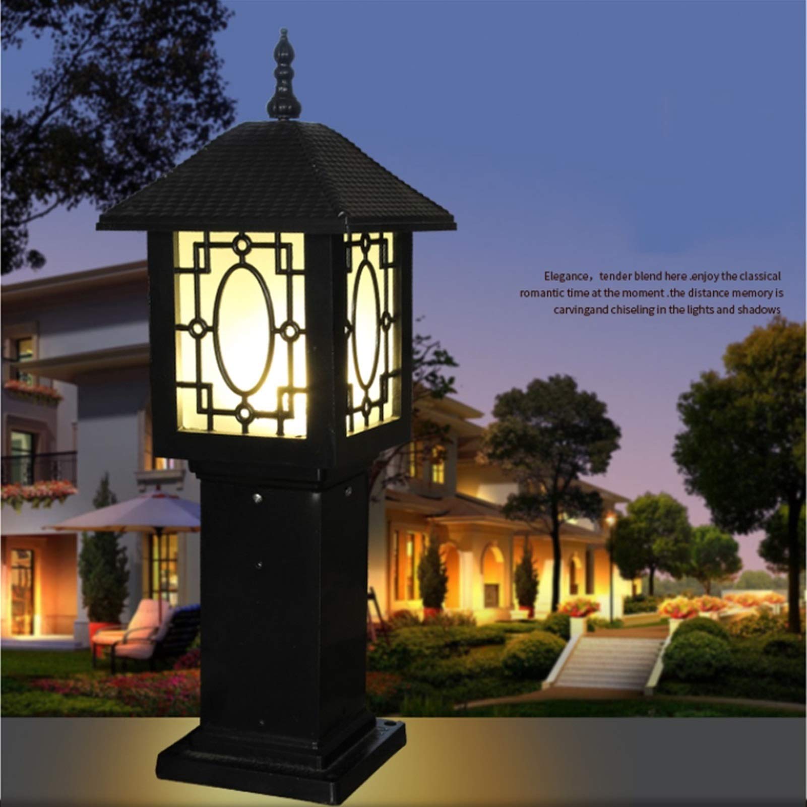 Lampione da Cortile Lampada da Terra per Esterni Antica Cinese Lampada da Giardino Lampada da corridoio per corridoio Lanterna Impermeabile Lampada da palo Alta in Alluminio Antipioggia Villa