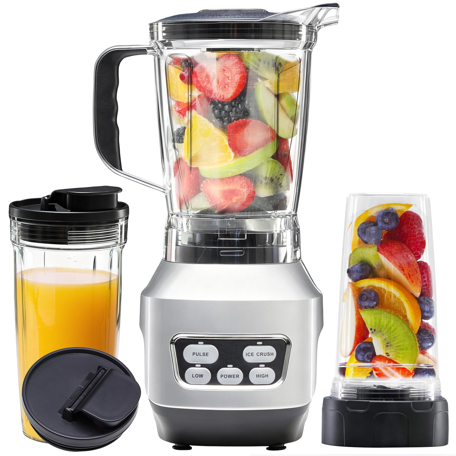 Sweetcrispy Countertop Blender 1400W 60oz Blender Combo for Kitchen Smoothies Maker With BPA-Free Portable Cups For Shakes Sauces